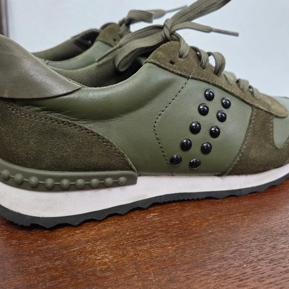 Coach Leather Olive Green Studded Sneakers Moonlight Olive womens size 8.5 EUC - Picture 3 of 14